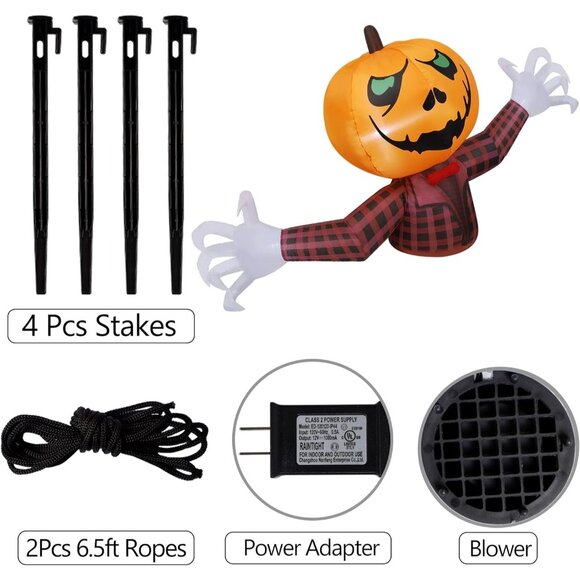 Youngfan 7FT Long Halloween Inflatable Outdoor Decorations Giant Pumpkin Ghost - Picture 5 of 7